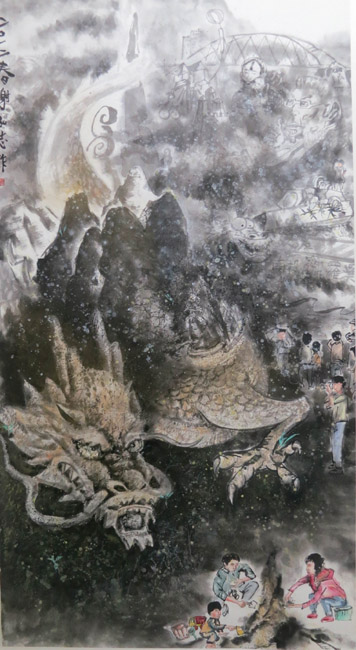凌空掇月～謝弘志個人水墨畫展作品賞析-龍