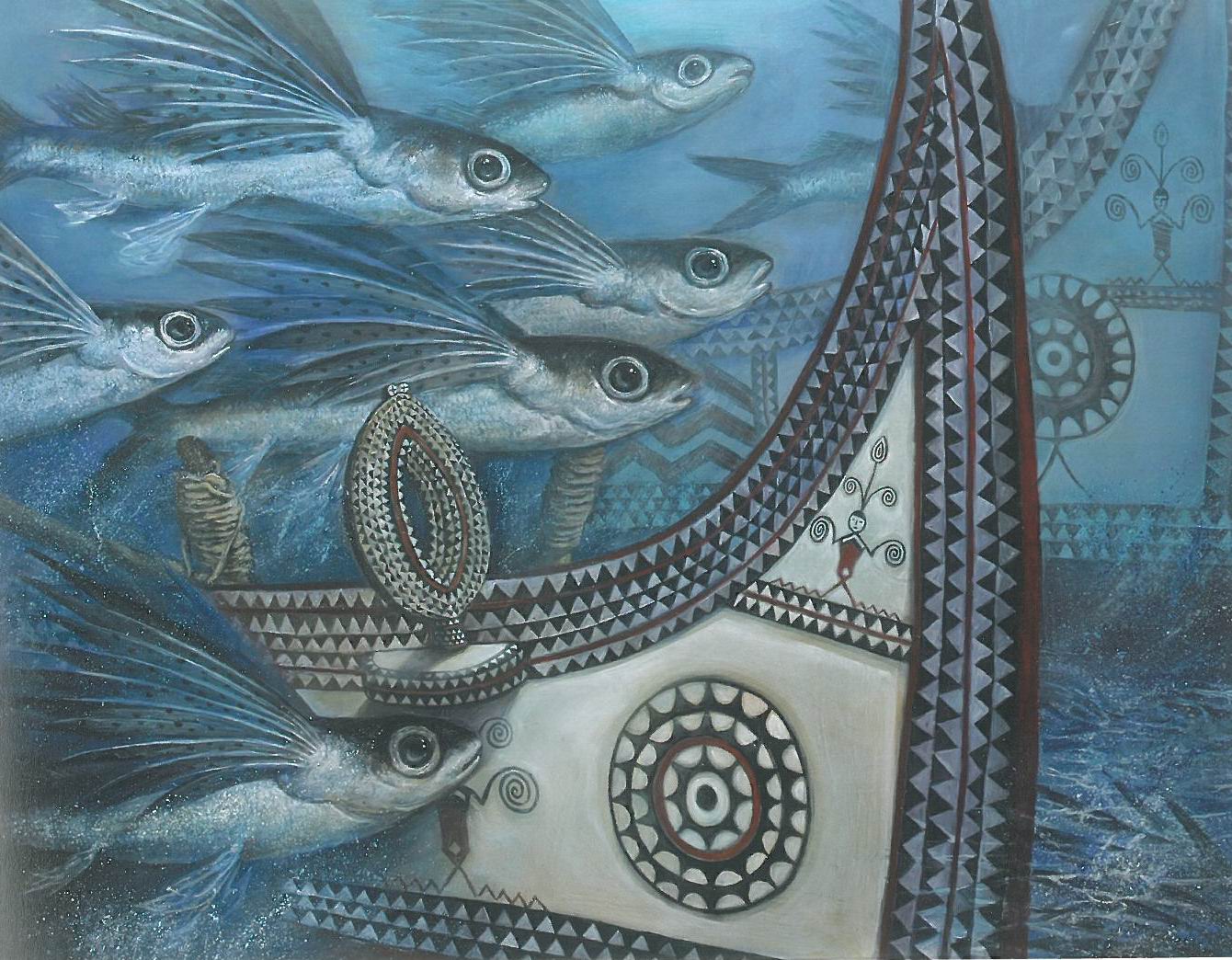 第十一屆 南投縣玉山美術獎 優選 油畫類 劉育仁 飛魚祭(八) 
