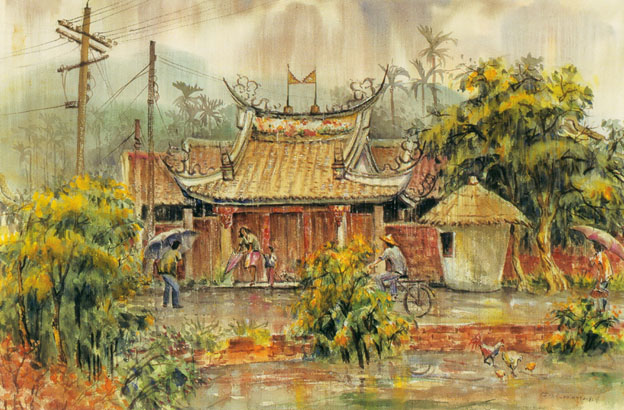 第一屆南投縣美術獎暨陶藝獎（水彩類入選-陳明弘-雨中旋律）