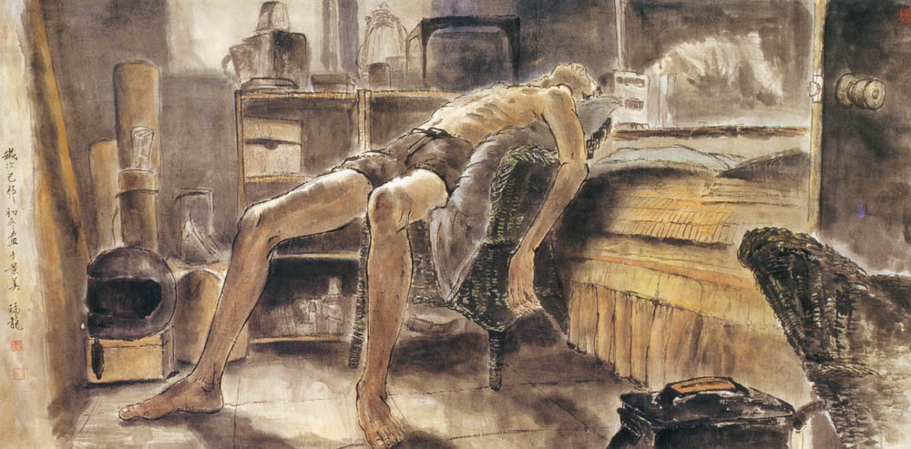 第一屆南投縣美術獎暨陶藝獎（水墨類入選-謝福龍-噓...）