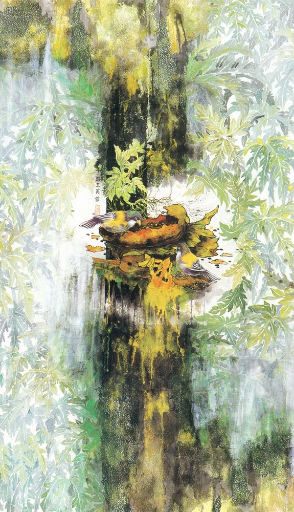 第二屆南投縣美術獎暨陶藝獎（水墨類入選-游玉英-饗宴）