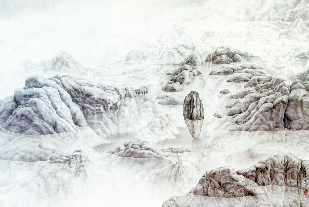 第二屆南投縣美術獎暨陶藝獎（水墨類入選-沈秀玲-異域）