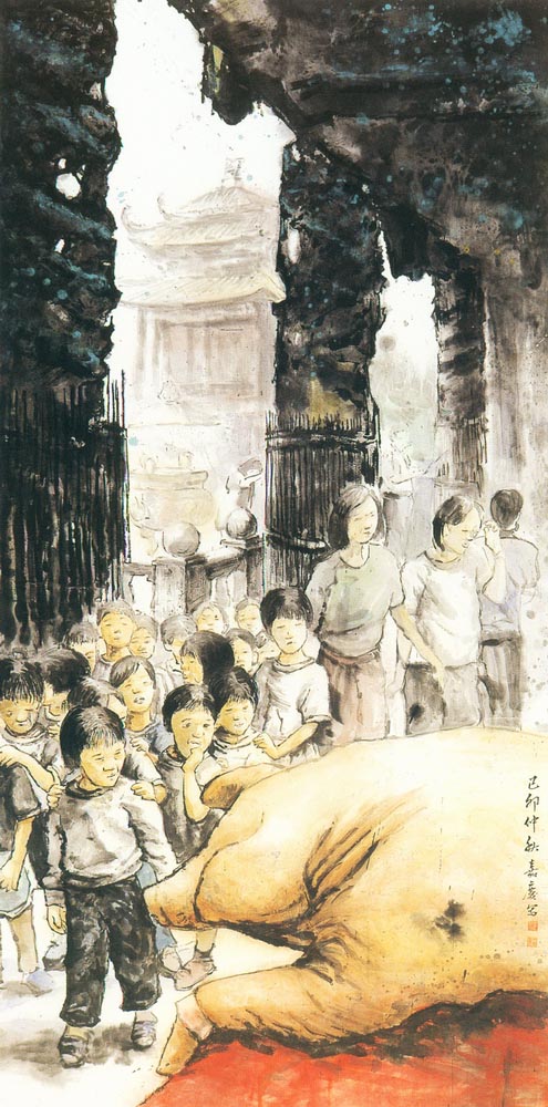 第二屆南投縣美術獎暨陶藝獎（水墨類入選-邱嘉慶-祭祀之趣）