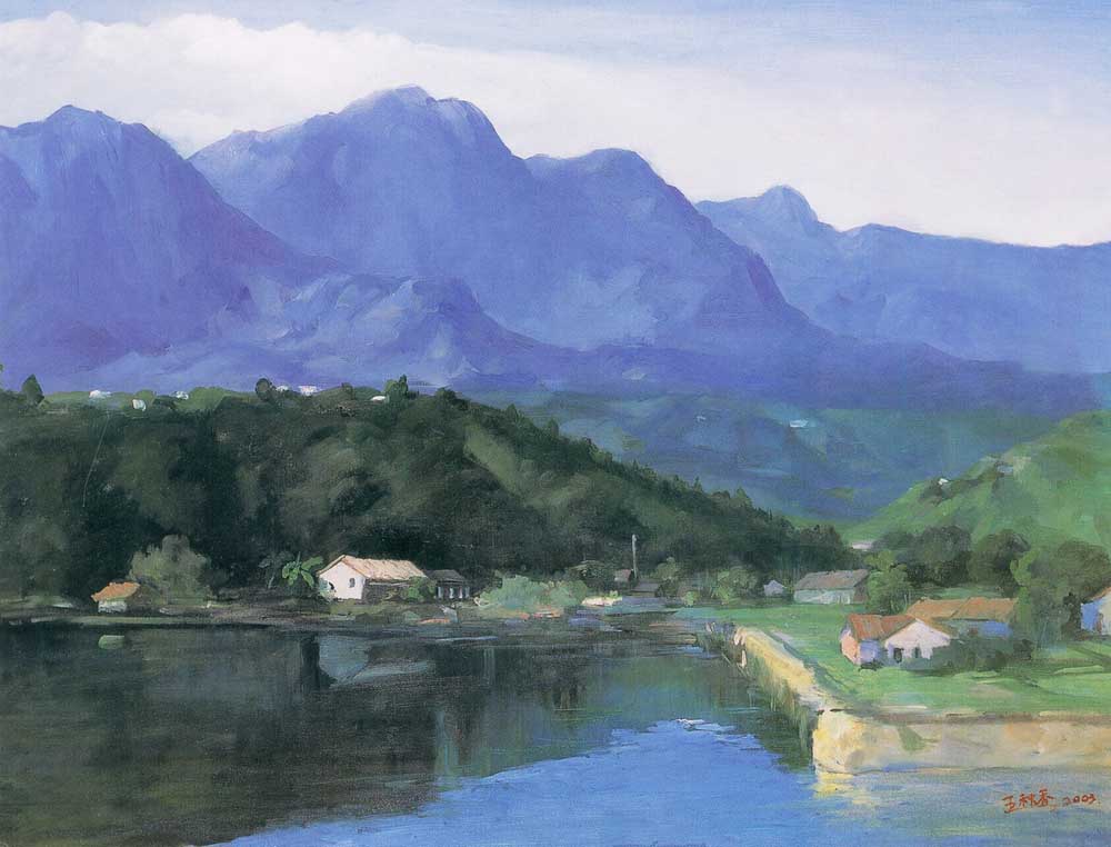 第四屆玉山美術獎作品-油畫類入選王秋香 (山光水色-麒麟潭)