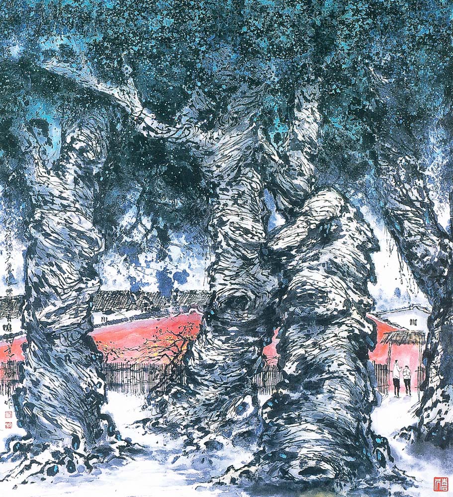 第五屆玉山美術獎-水墨類入選游守中（榕蔭新綠憶童年）