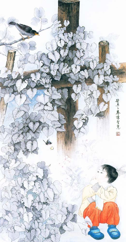 第五屆玉山美術獎-水墨類入選陳聖蕙（童真）