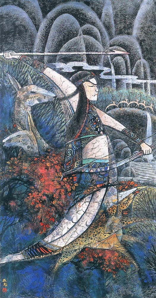 第五屆玉山美術獎-水墨類入選林振彪（狩獵）