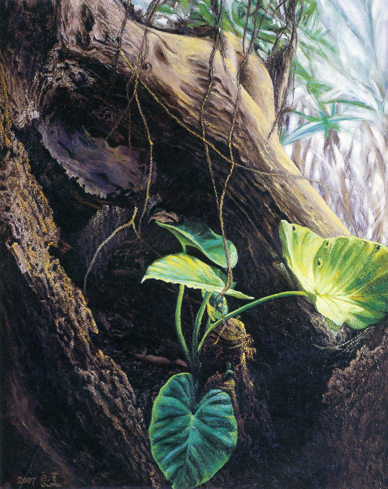 第八屆南投縣玉山美術獎油畫類入選曾良美作品（生命中的奇蹟）