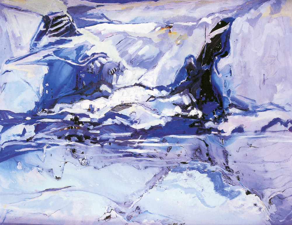 第八屆南投縣玉山美術獎油畫類入選劉素如作品（潑灑寫意-自然觀）