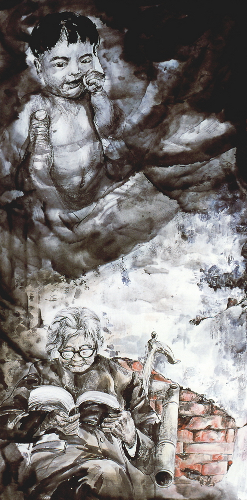 第八屆南投縣玉山美術獎水墨類入選- 吳品儀作品（養生道)