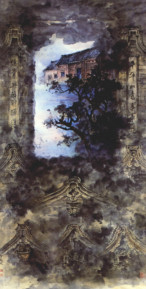 第八屆南投縣玉山美術獎水墨類入選- 余振明作品（古厝風雲)