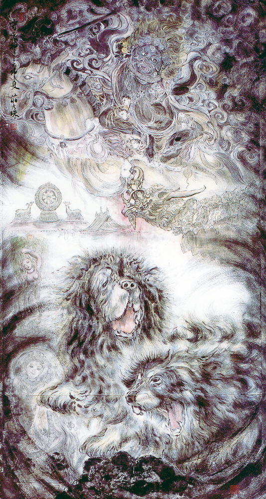 第八屆南投縣玉山美術獎水墨類入選- 莊秀珠作品（守護神)