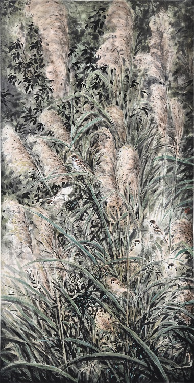 15葉千豪《入選》‧  秋季芒花　137×70cm-1