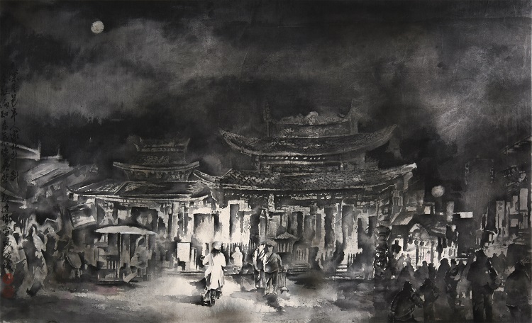 16邱瑞誠《入選》‧  夜月　75×120cm-1
