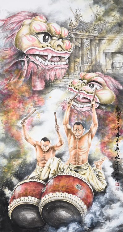 17林宗宥《入選》‧  鼓舞　75.5×141cm-1