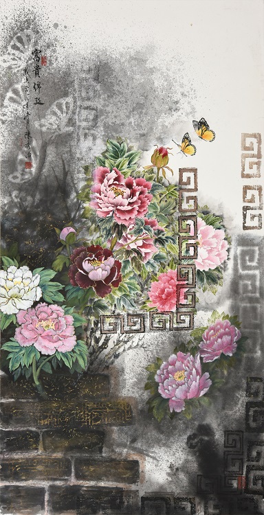18陳秀治《入選》‧  富貴綿延　74×145cm-1