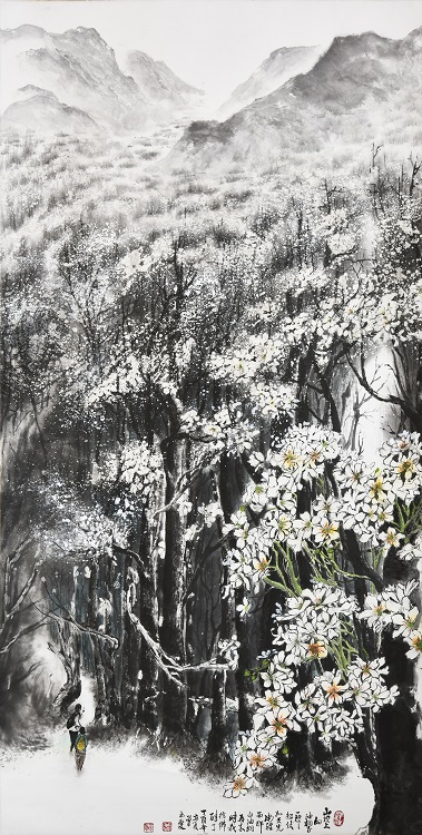 27劉曾玉愛《入選》‧  油桐花　135×69cm-1