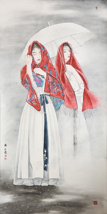 30許文德《入選》‧  微雨秋時　90×180cm-1