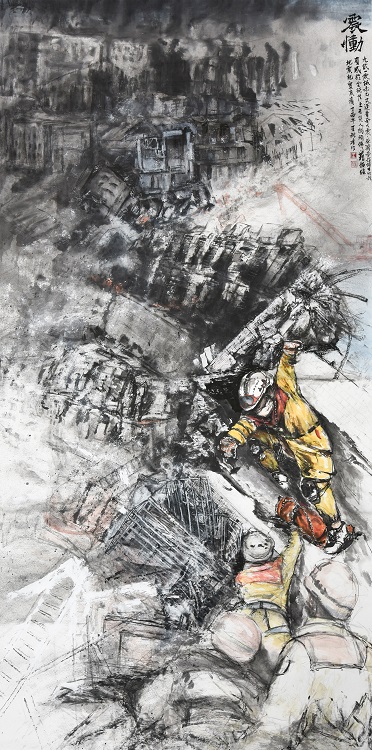 33王秋香《入選》‧  震慟　180×90cm-1