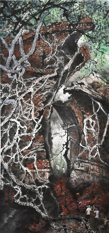 34張淑雅《入選》‧  禪姿　162×76cm-1