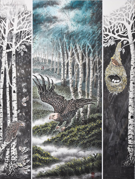 37葉美鈴《入選》‧  白林風情　94×77cm-1