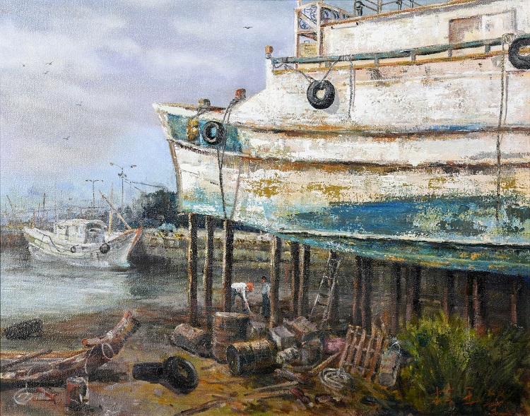 09林玉瑩《入選》‧  等待遠航　91×72.5cm