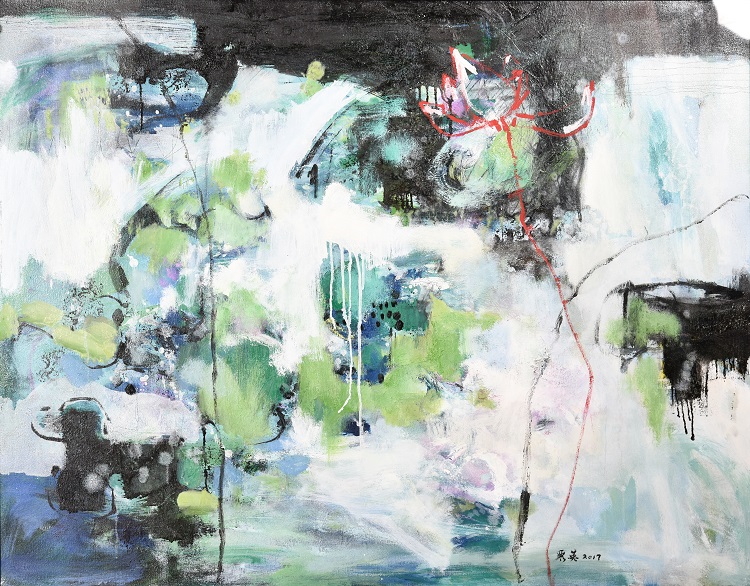 40戴麗英《入選》‧  荷田絮語　116.5×91cm