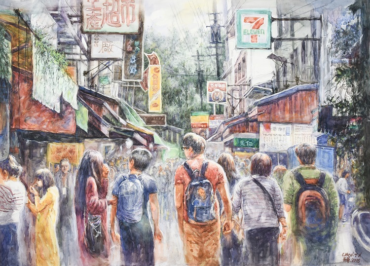 07陳泰華《入選》‧ 城市過客之伊達邵　79×108cm