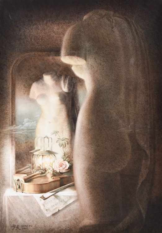 17王少夫《入選》‧ 「鏡影」永恆的對話　73×103cm
