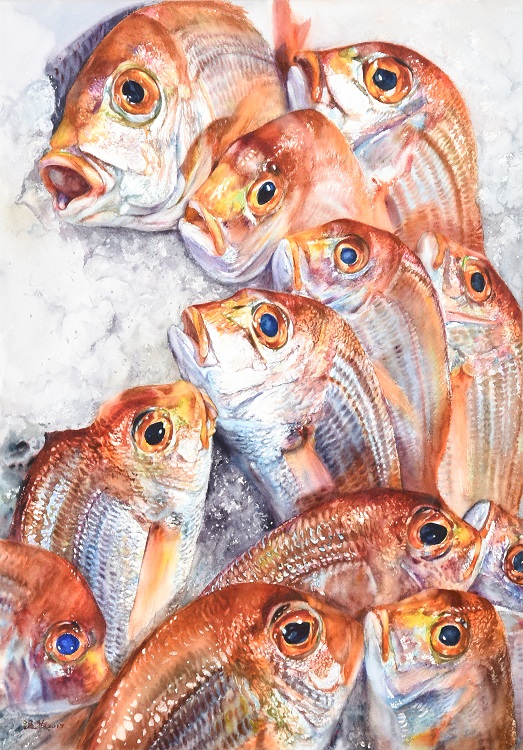 19溫牧《入選》‧ 年年有魚　105×79cm