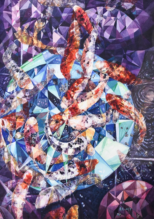 21何秀己《入選》‧ 吉慶有餘（魚）　107×76cm