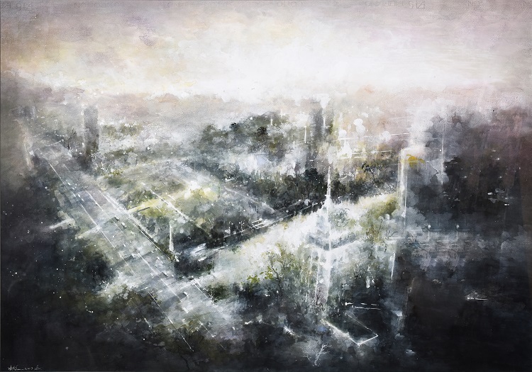 34廖學聰《入選》‧  城市晚霞　100×70cm