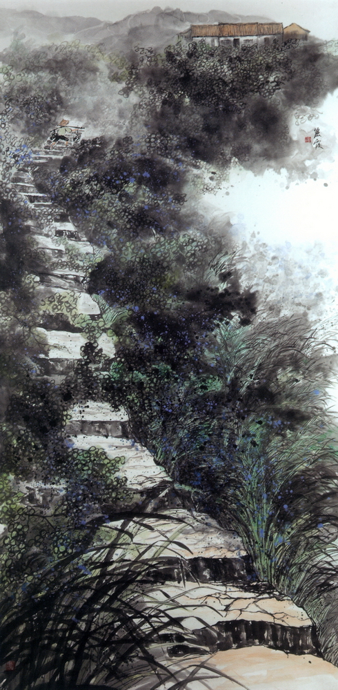 第九屆南投縣玉山美術獎水墨類入選黃麗霞作品「山中歲月」
