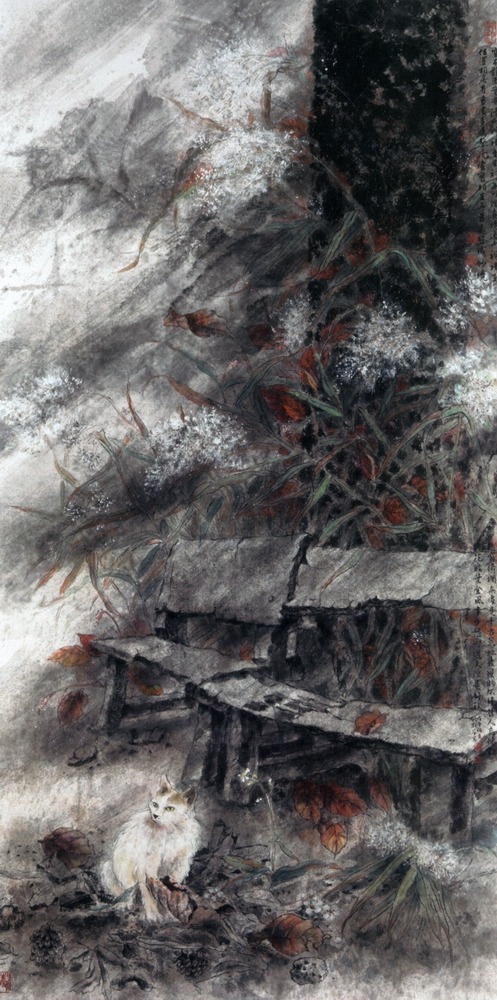 第九屆南投縣玉山美術獎水墨類入選姚淑芬作品「天涼好個秋」 