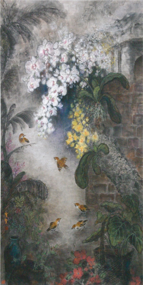 第十屆南投縣玉山美術獎水墨類入選黃寶賢作品「夏日午後」
