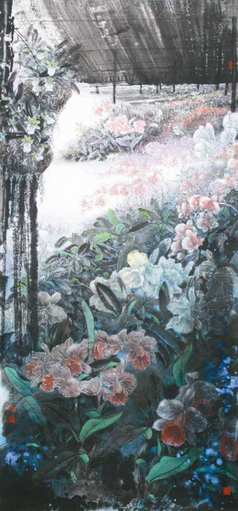 第十屆南投縣玉山美術獎水墨類入選楊清翰作品「滿園春華」