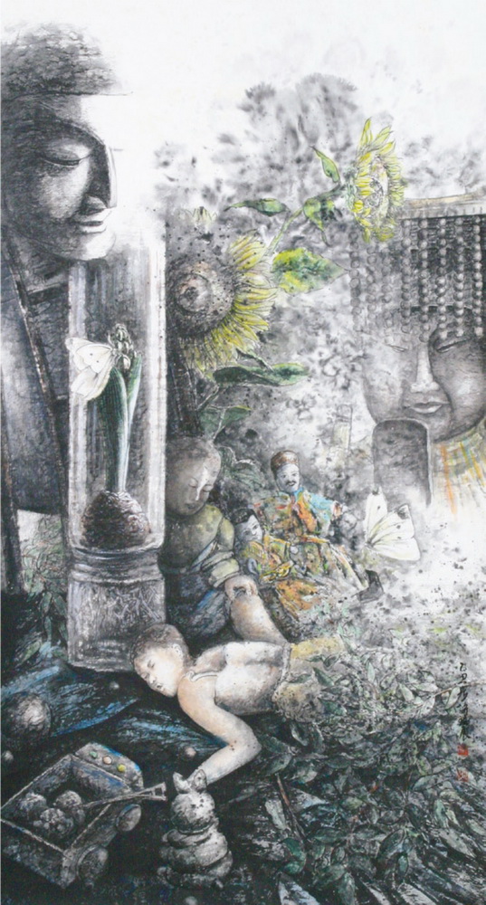 第十屆南投縣玉山美術獎水墨類入選許瑞展作品「大地之子Ⅱ」