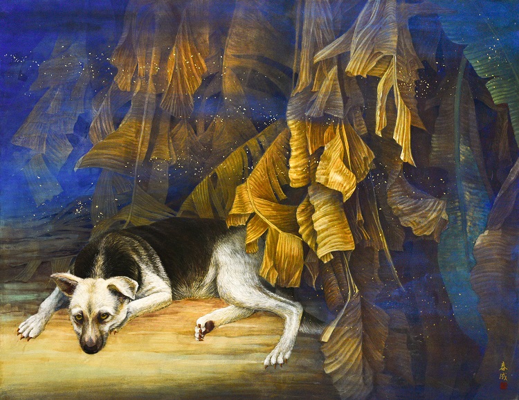 第十七屆 南投縣玉山美術獎 首獎 水墨膠彩類 洪春成 夜襲 