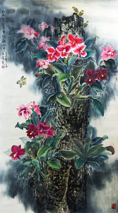 第十七屆 南投縣玉山美術獎 入選 水墨膠彩類 吳堉菱 蘭中之王 