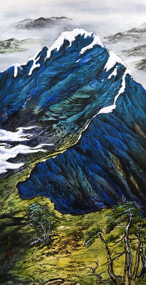第十七屆 南投縣玉山美術獎 入選 水墨膠彩類 溫玉琴 巍巍玉山 
