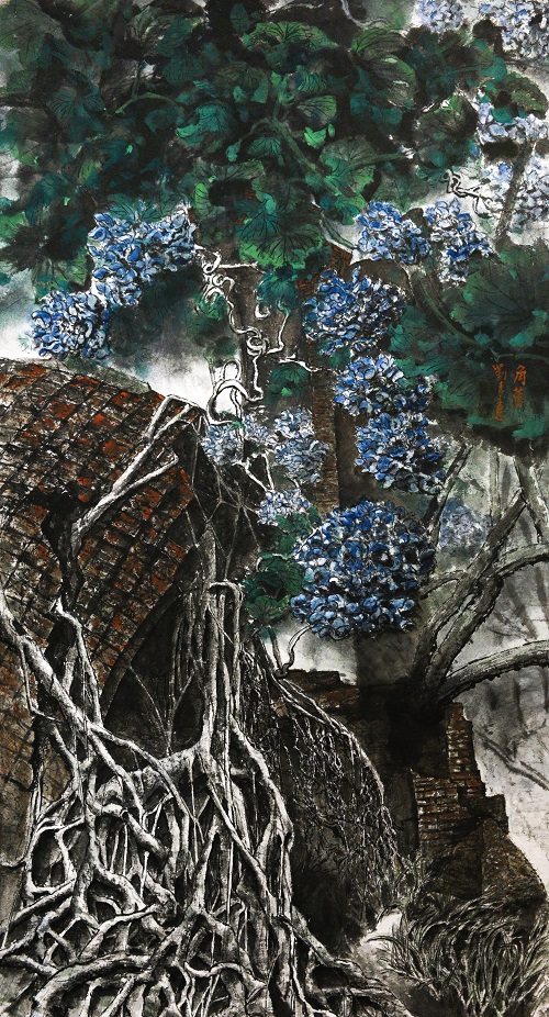 第十七屆 南投縣玉山美術獎 入選 水墨膠彩類 劉素惠 角落 