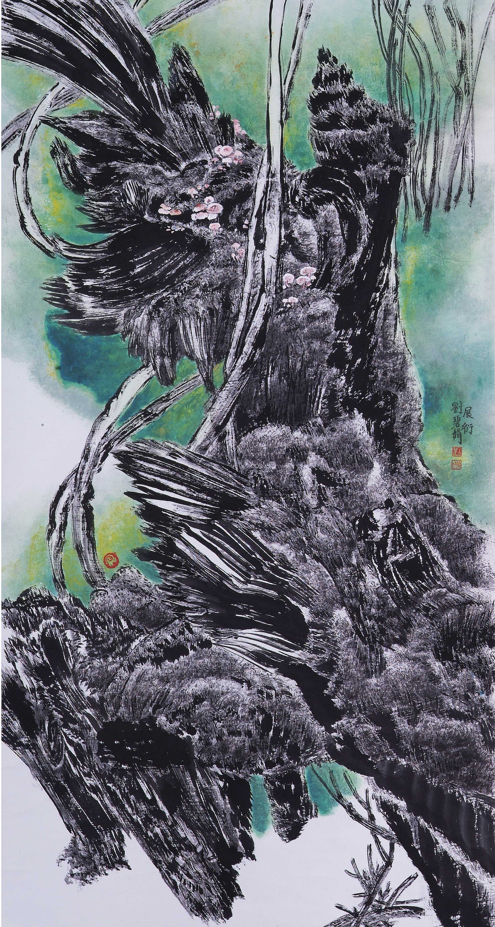 2019年南投縣玉山美術獎水墨膠彩類入選劉碧娟作品「展衍」