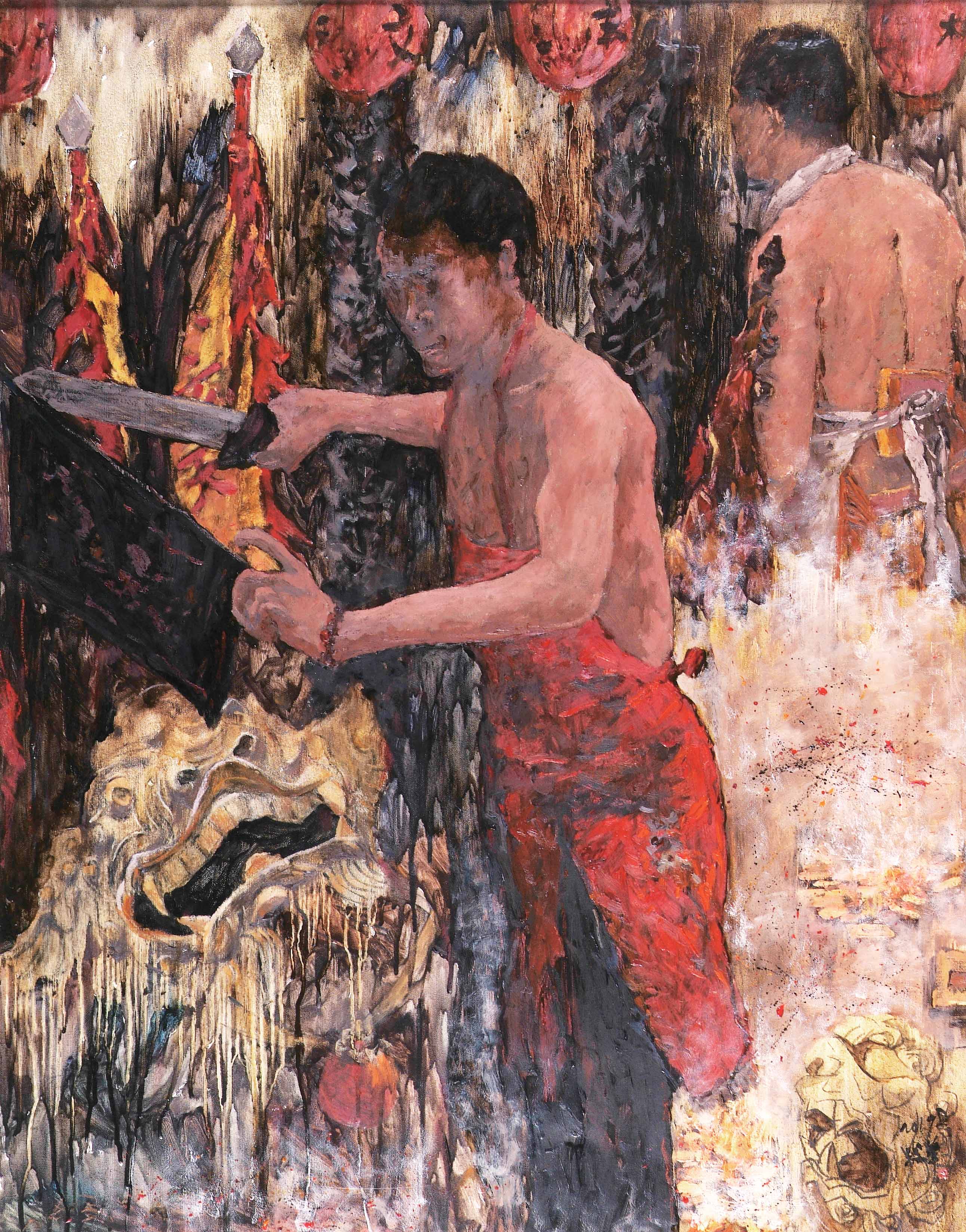 2019年南投縣玉山美術獎油畫類入選高駿華作品「乩童之舞」