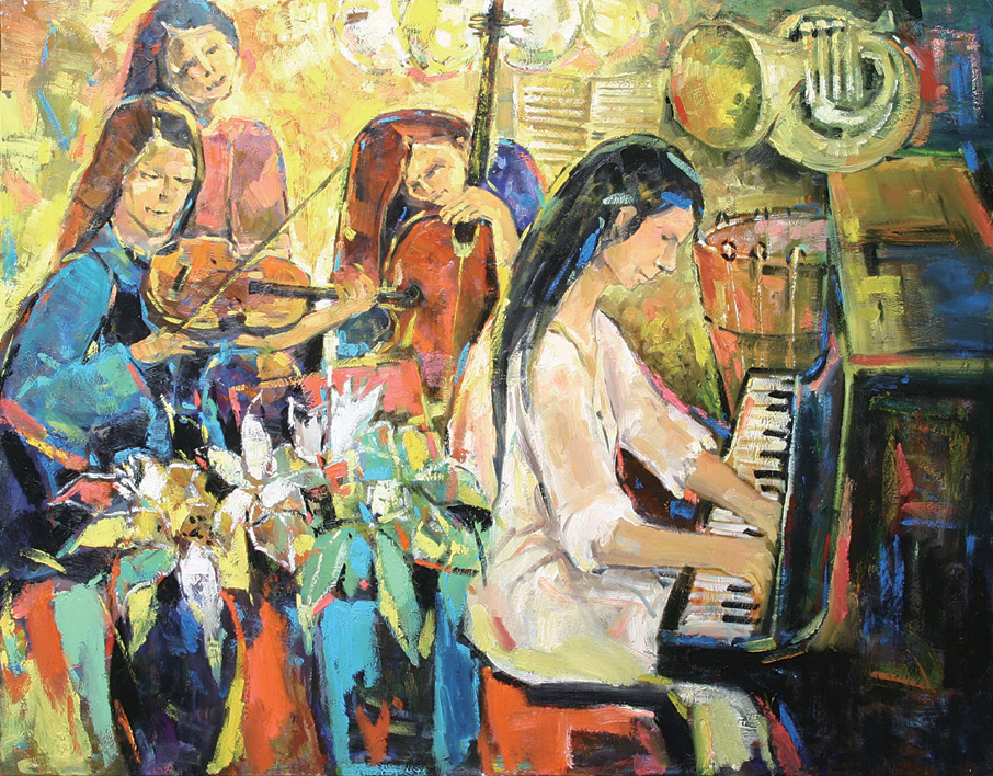 第十一屆 南投縣玉山美術獎 入選 油畫類 邱品華 溫馨的五樂琴 