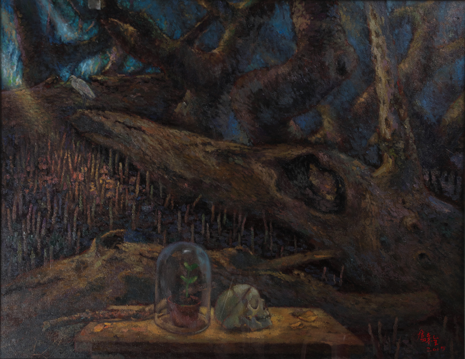第十六屆 南投縣玉山美術獎 首獎 油畫類 盧來全 百年紅樹II 