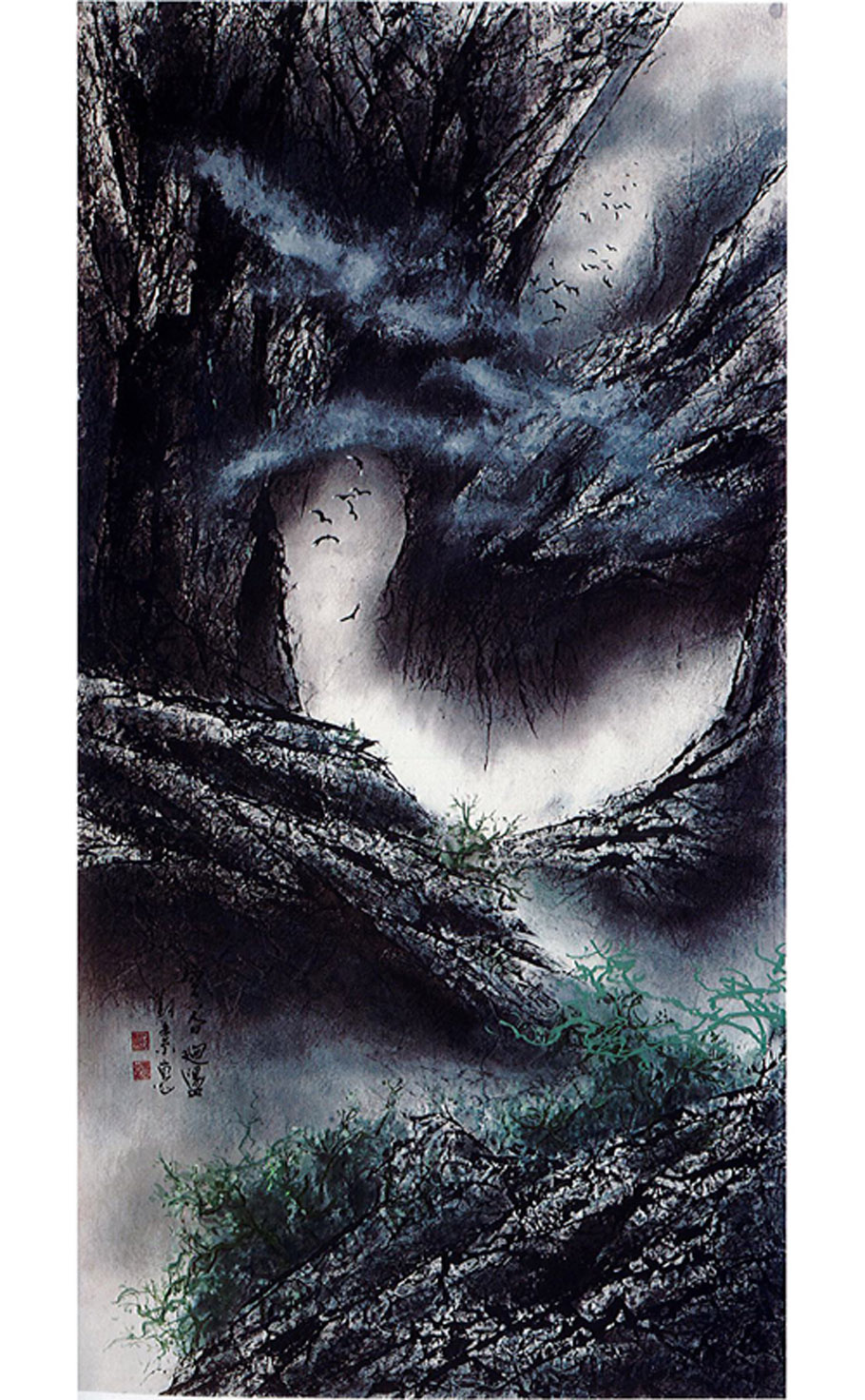 第十九屆 南投縣玉山美術獎 水墨膠彩類入選 劉素惠-空谷迴盪 