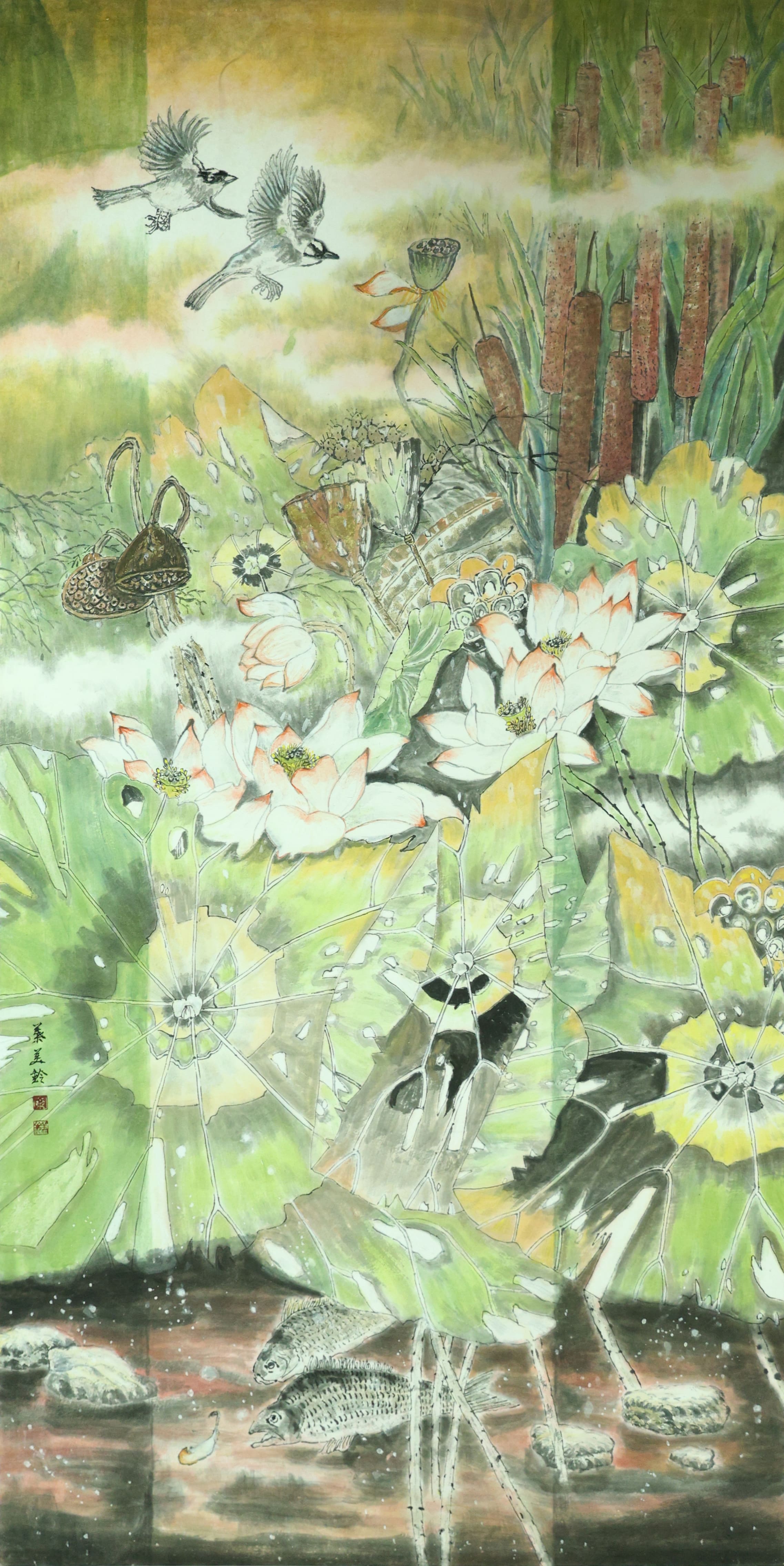 12-0W0A1315-葉美鈴-荷塘情懷-141x70cm-入選