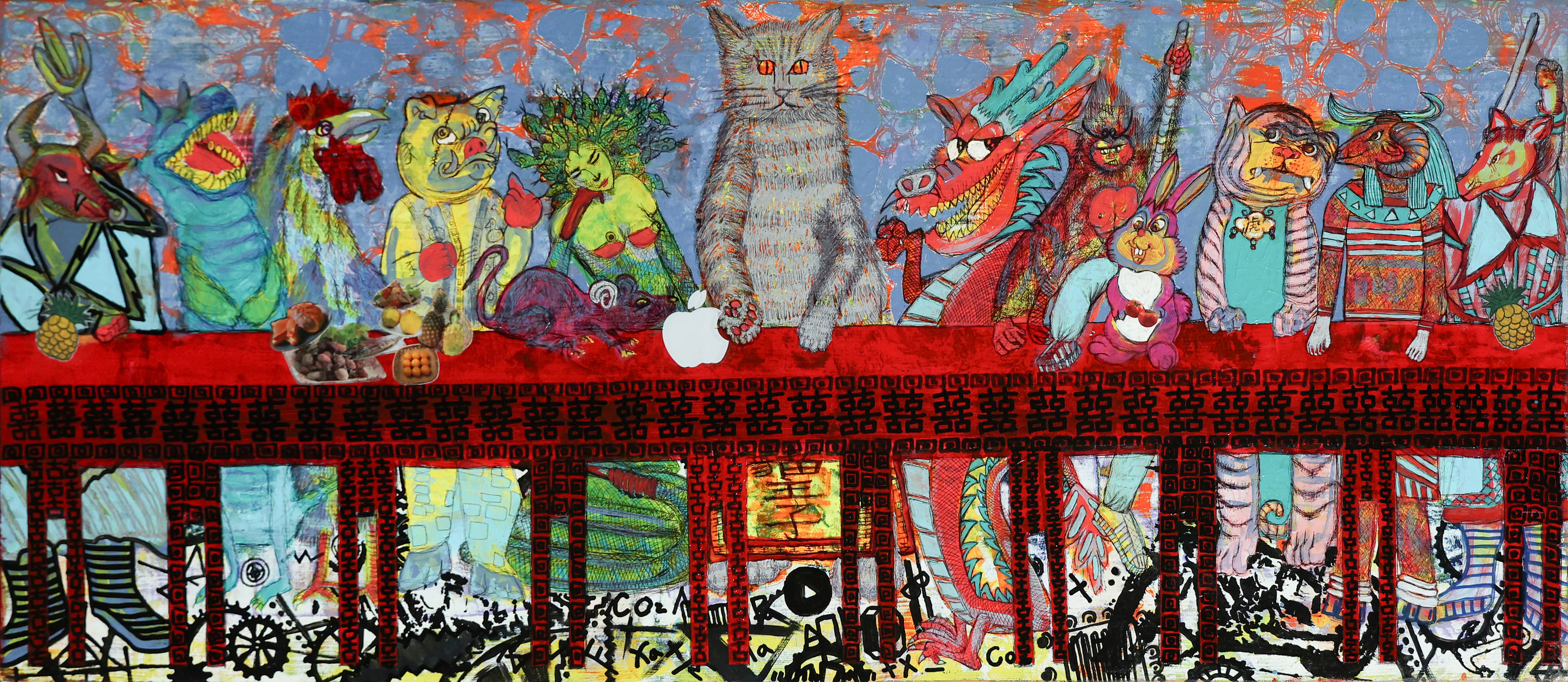 20-0W0A1084-楊春柳-十三生肖最後的晚餐-115x50cm-入選