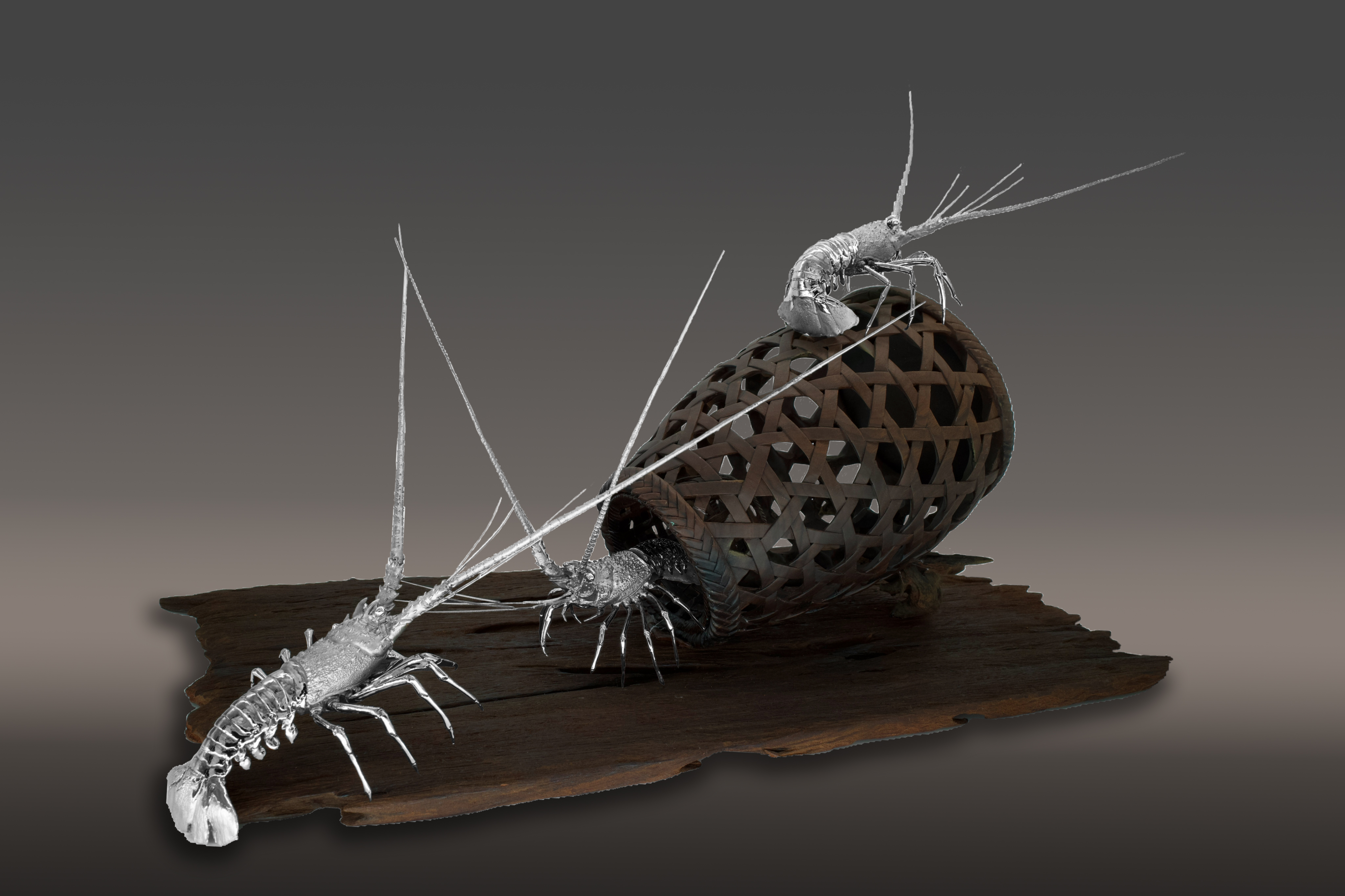 01.榮釗【首獎】豐收　65×76×47cm　白鋼‧金絲楠木