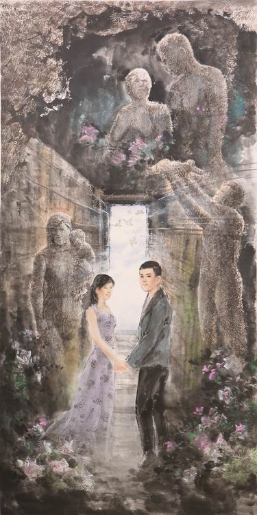 Image-黃碧雲-執子之手 與子偕老 180x90cm 墨彩 2011